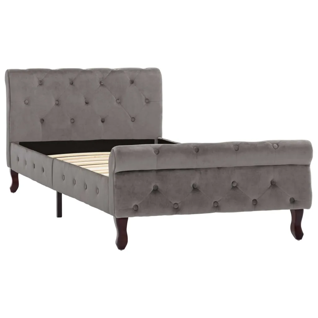 Sommier une personne 90 x 200 cm gris velours pour chambre d'ado