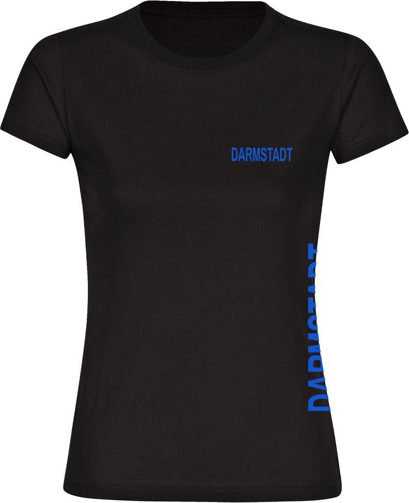 multifanshop Damen T-Shirt - Darmstadt - Brust & Seite, schwarz, Größe XL