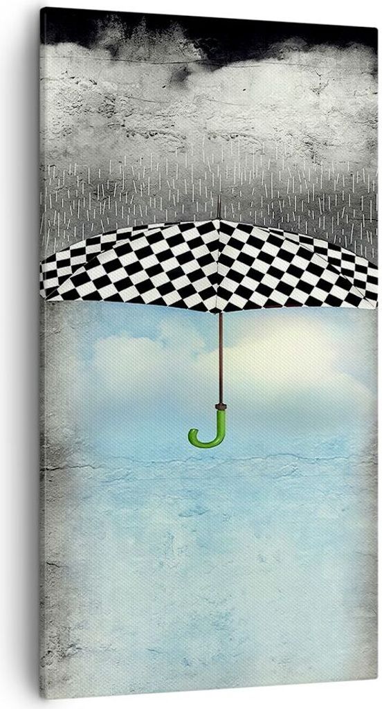 Bild auf Leinwand - Leinwandbild - Regenschirm Regen Abbildung Phantasie - 55x100cm - Wand Bild - Wanddeko - Leinwanddruck - Bilder - Kunstdruck - ...