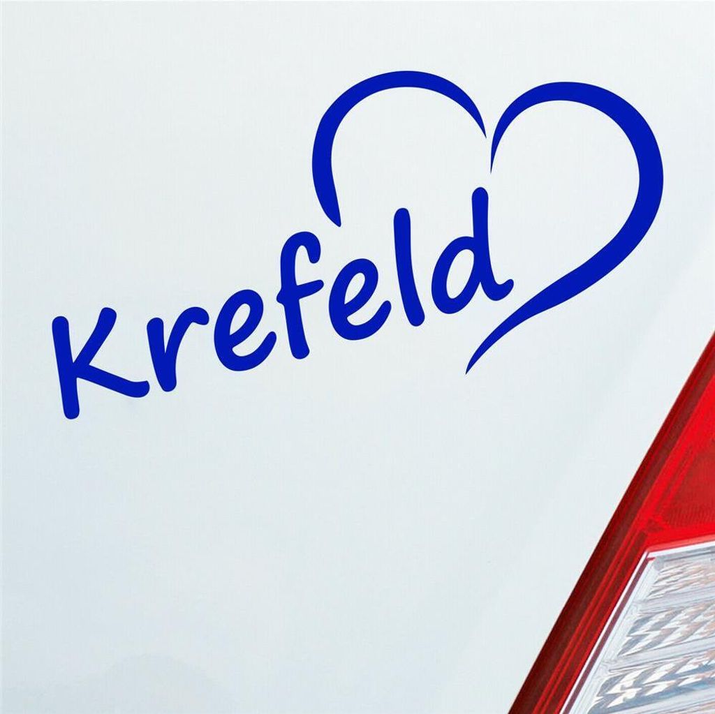 Auto Aufkleber Krefeld Herz Stadt City Liebe Love Heart 16,5x8 cm Dunkelblau Sticker Heckscheibenaufkleber