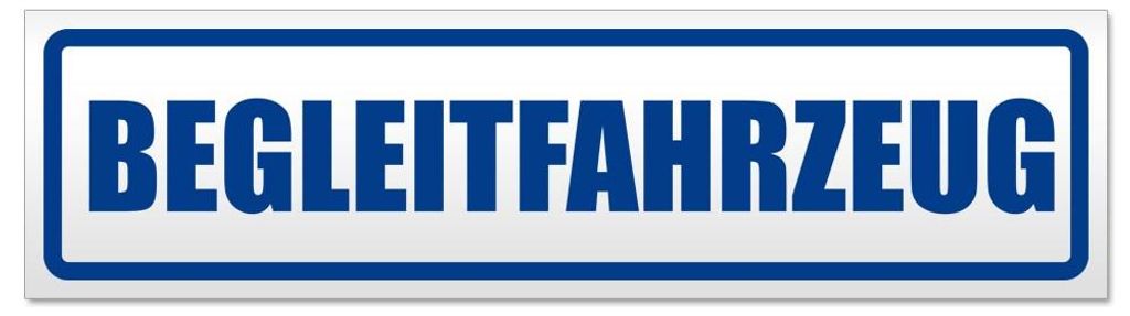 Kiwistar - Autoaufkleber - Verkehrsblau - 30 x 8 cm - Begleitfahrzeug - Hinweis Aufkleber Sticker für Auto, Kfz, Fahrrad, PKW, LKW