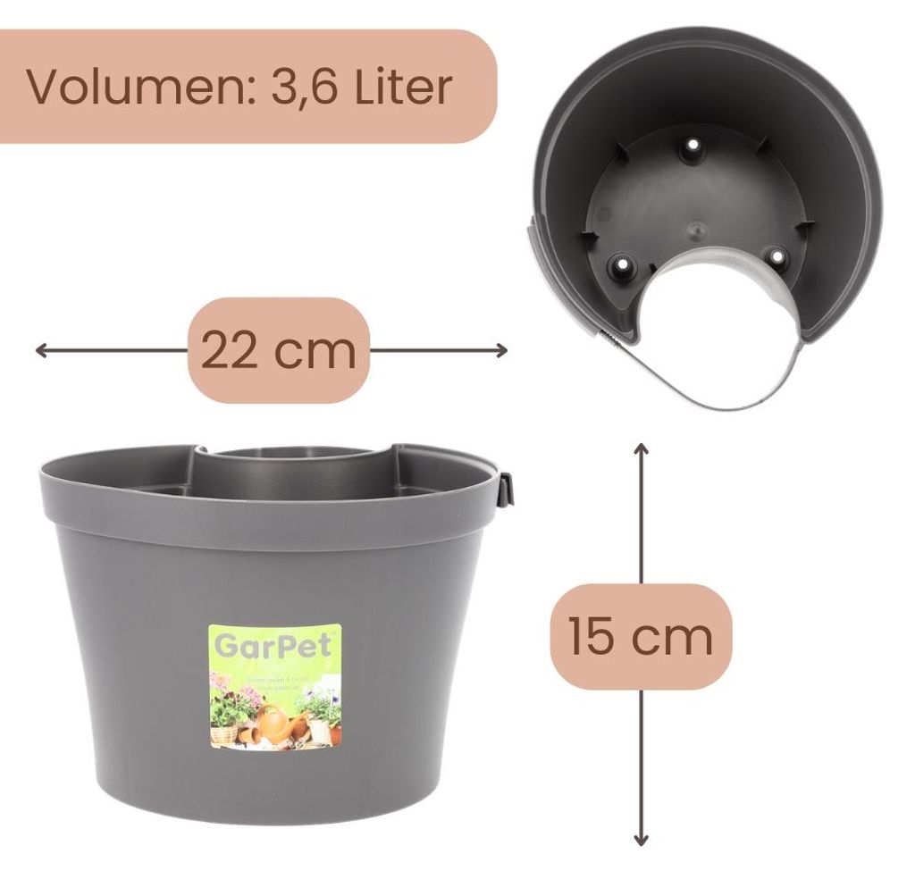 Fallrohr Blumentopf Grau für Regenrohr