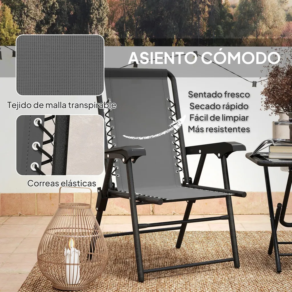 Solution balcon étroit ensemble bistrot gris foncé table + 2 chaises résistant - 6