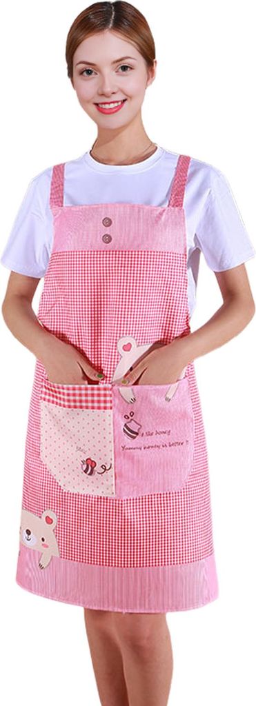 Küchenschürze mit Cartoon-Bär, ärmellose Schürze aus Polyester, wasserdicht, ölbeständig, Küchenhelfer für Haus, Restaurant, Café