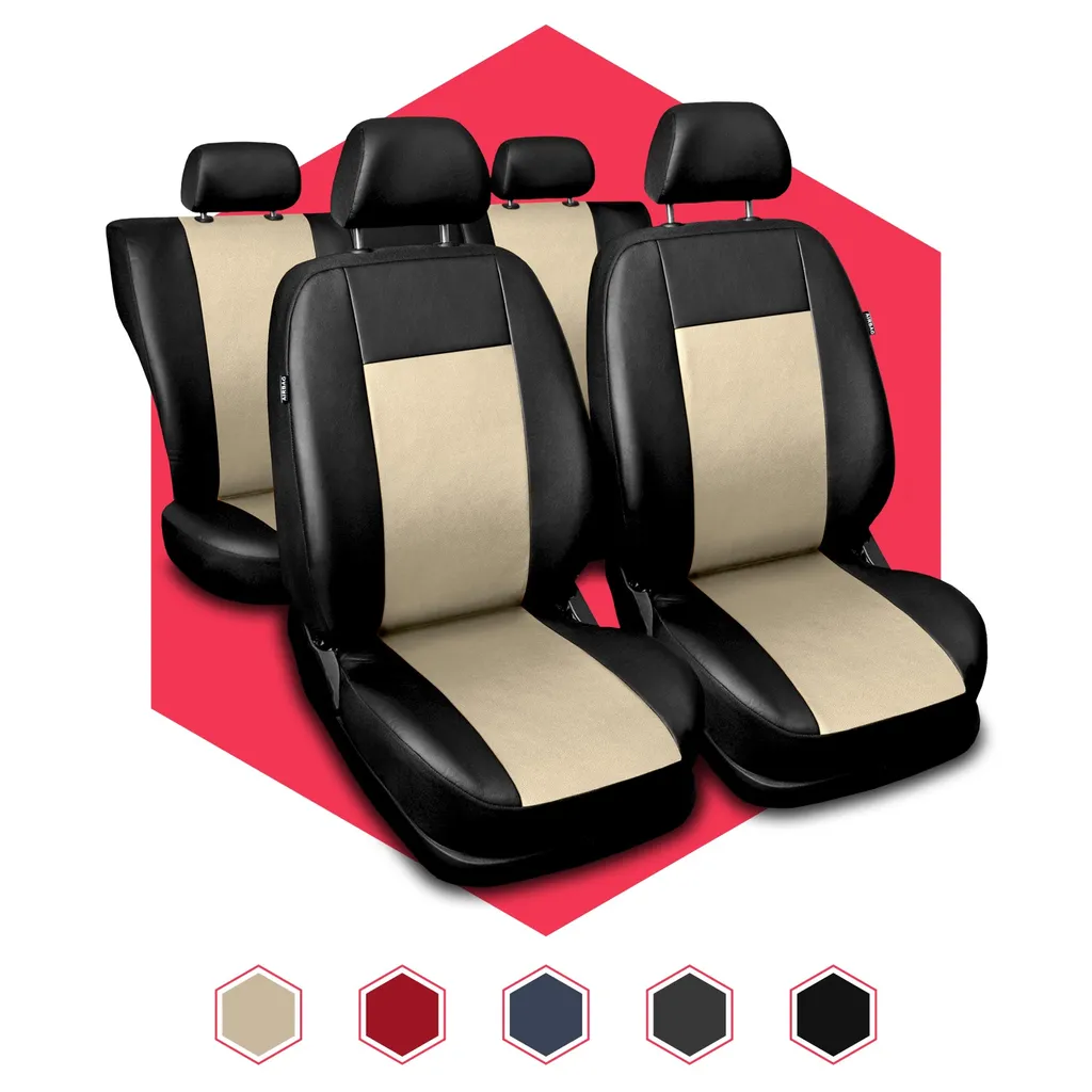 Coprisedili auto Coprisedili universali Tappetino per sedili auto Coprisedili in pelle sintetica Beige