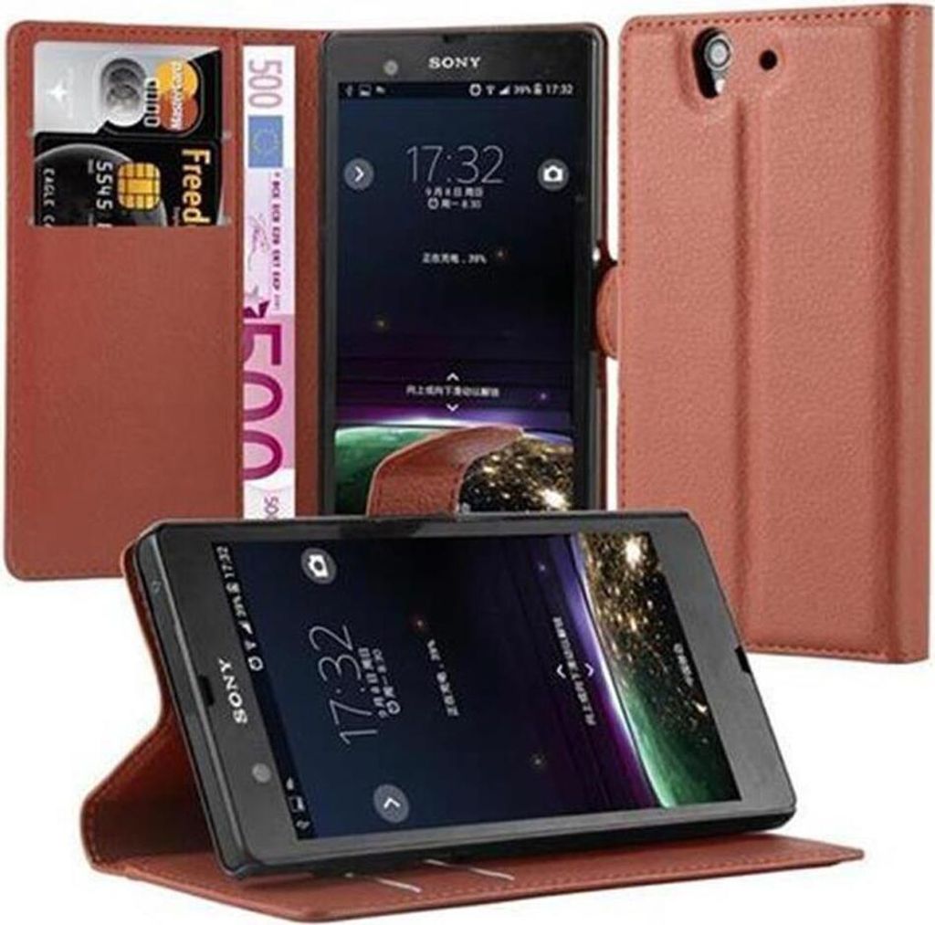 Cadorabo Hülle für Sony Xperia Z in SCHOKO BRAUN Schutz Hülle mit Magnetverschluss, Standfunktion und Kartenfach Flip Case Cover Etui Handy Klap...