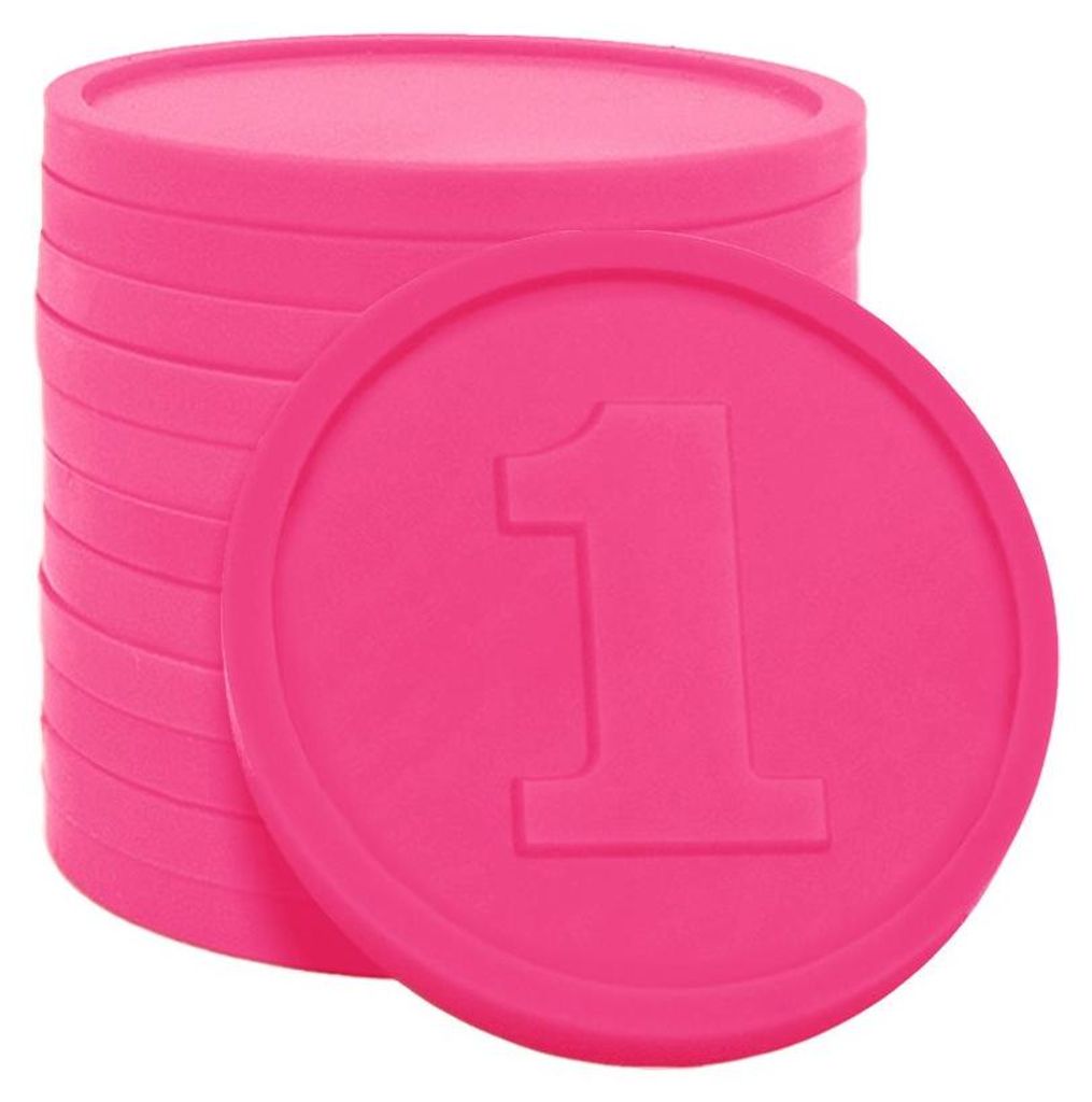 Jetons pour buvette chiffre 1 en rose fluo CombiCraft- Image du produit 