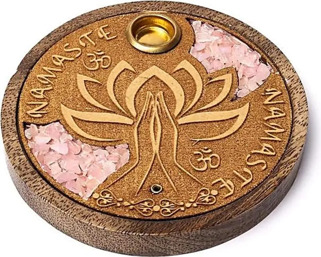 Porte-encens Méditation et Yoga en Quartz Rose - Lot de 2 Namaste 10cm