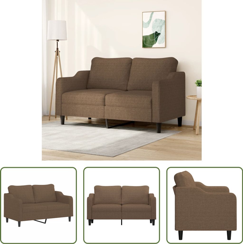 The Living Store 2-Sitzer-Sofa Braun 140 cm Stoff