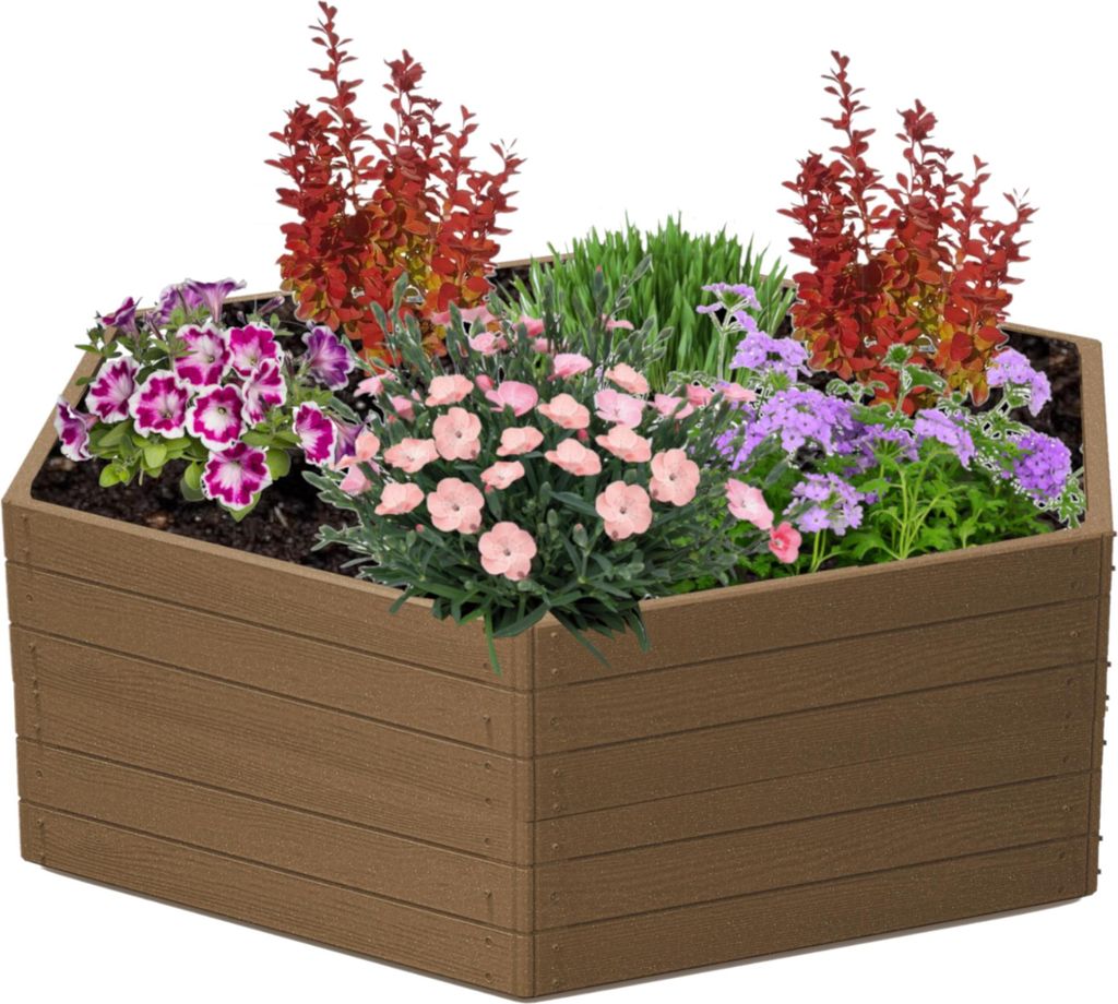 Gartenbeet Hochbeet Blumenkasten Gartenumrandung Gartenkantenschneider Zaun Palisade Gartenkante Holzimitat 148x129x50 cm