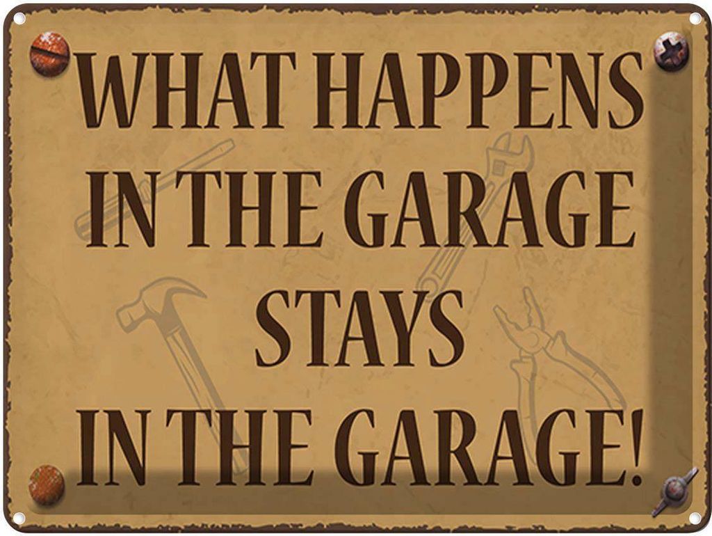 vianmo Blechschild 30x40 cm whats happens in the Garage stays in