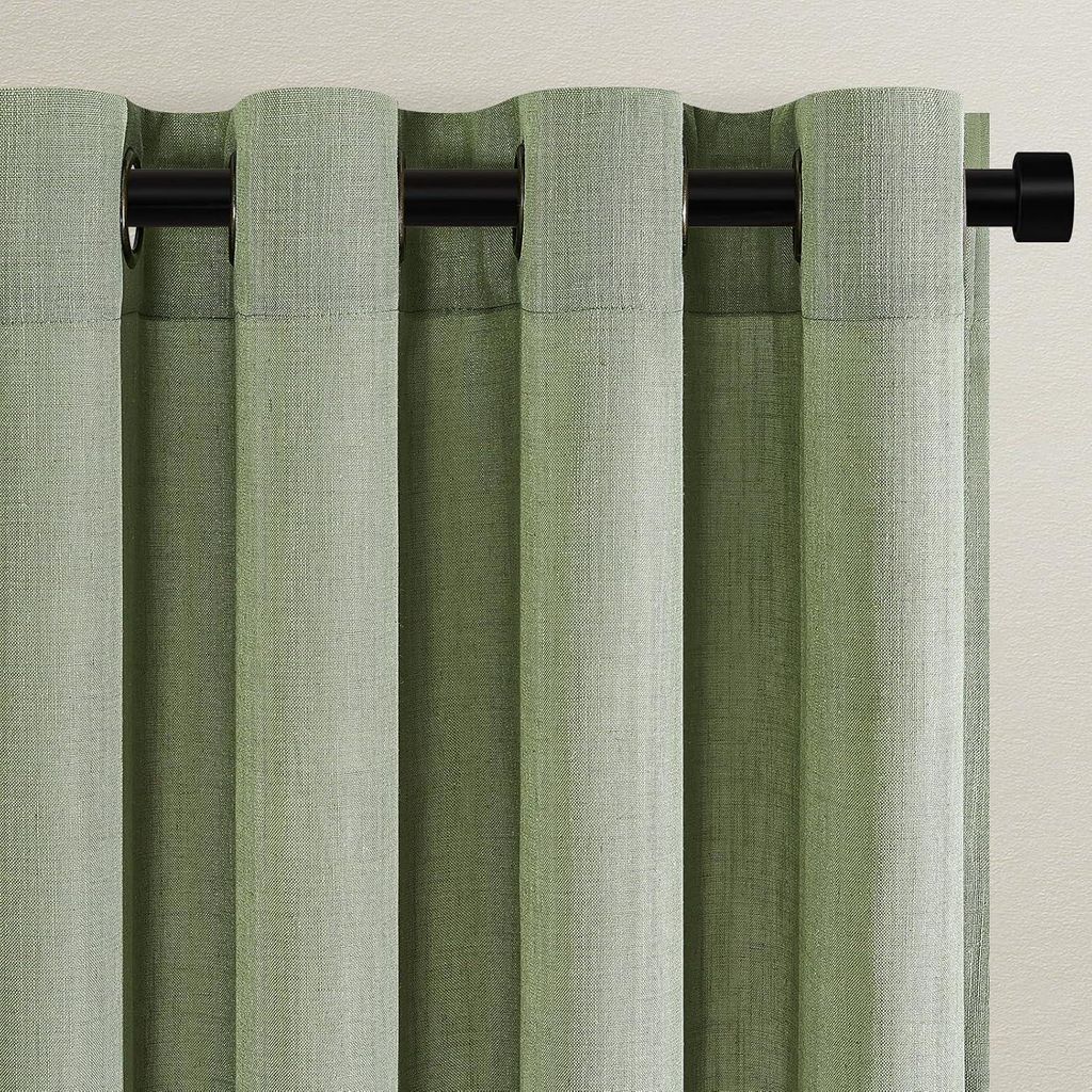 140x160cm Kort Linnen Kinderkamer-Voile - Moderne Woonkamer Keuken Voile mit Durchsichtigen Ringen