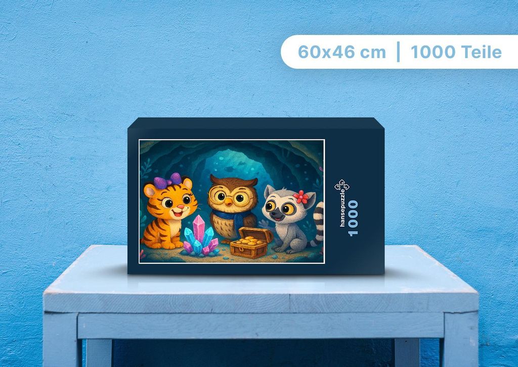 hansepuzzle 112016 - Tina, Ollie und Lulu Puzzle, 1000 Teile, Kinder, 60,0 x 46,0cm mit hochwertiger Aufbewahrung, Kartonbox & Beutel