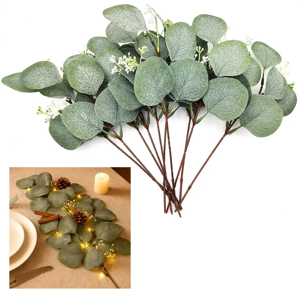 Plantes Artificielles : Lot de 12 Branches d'Eucalyptus pour Vase Salon