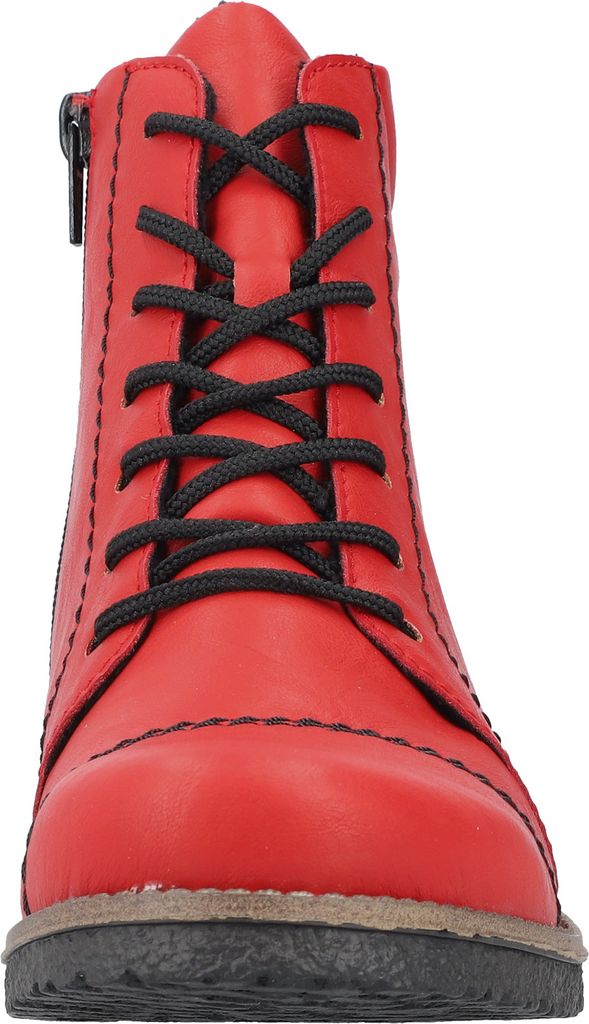Rieker Damen Schnürboot Ziernaht Stiefelette Blume Reißverschluss 73504, Größe:40 EU, Farbe:Rot