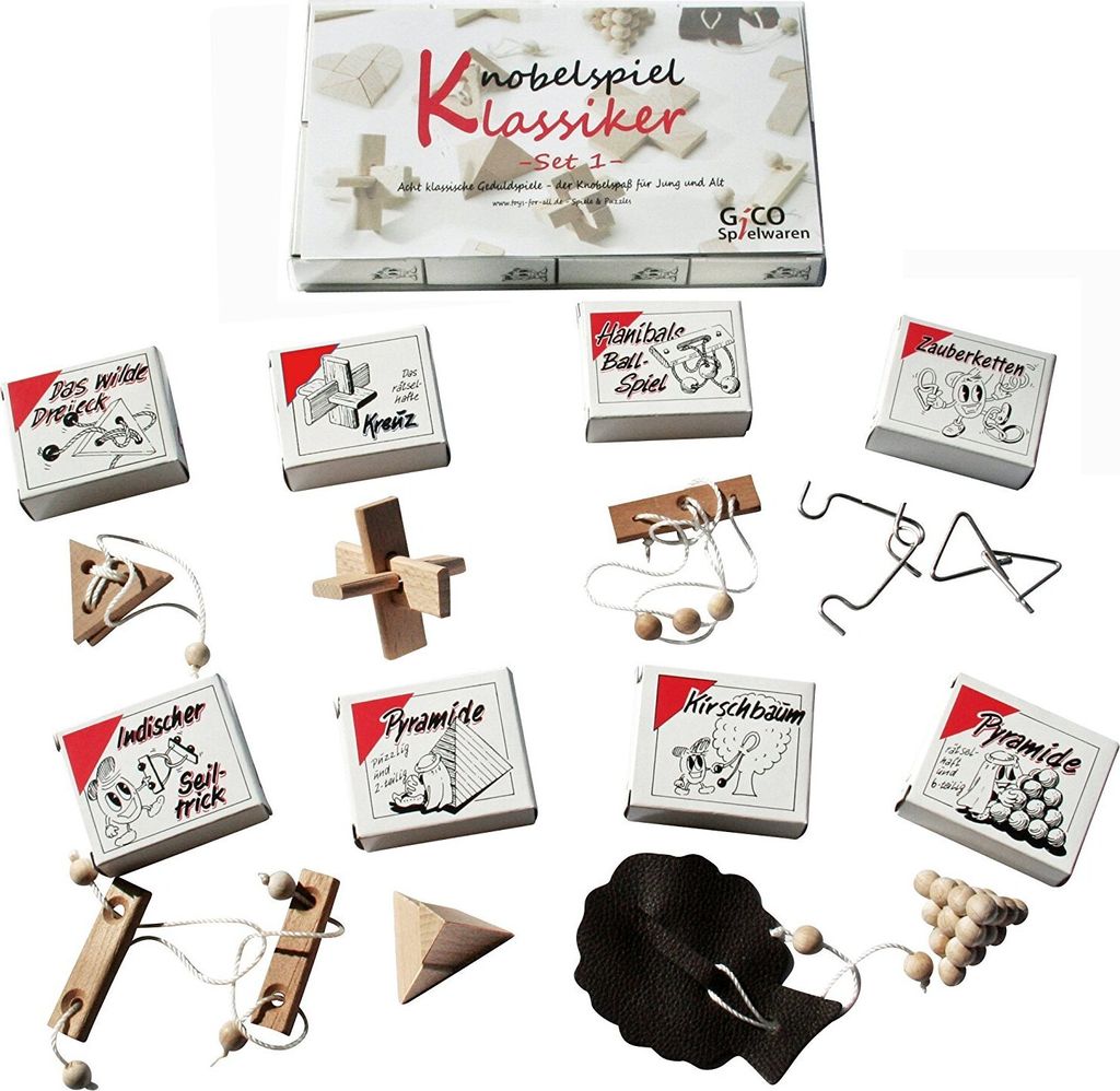 GICO Knobelspiel Klassiker Set 1 - 8 Geduldspiele in Produktbild 