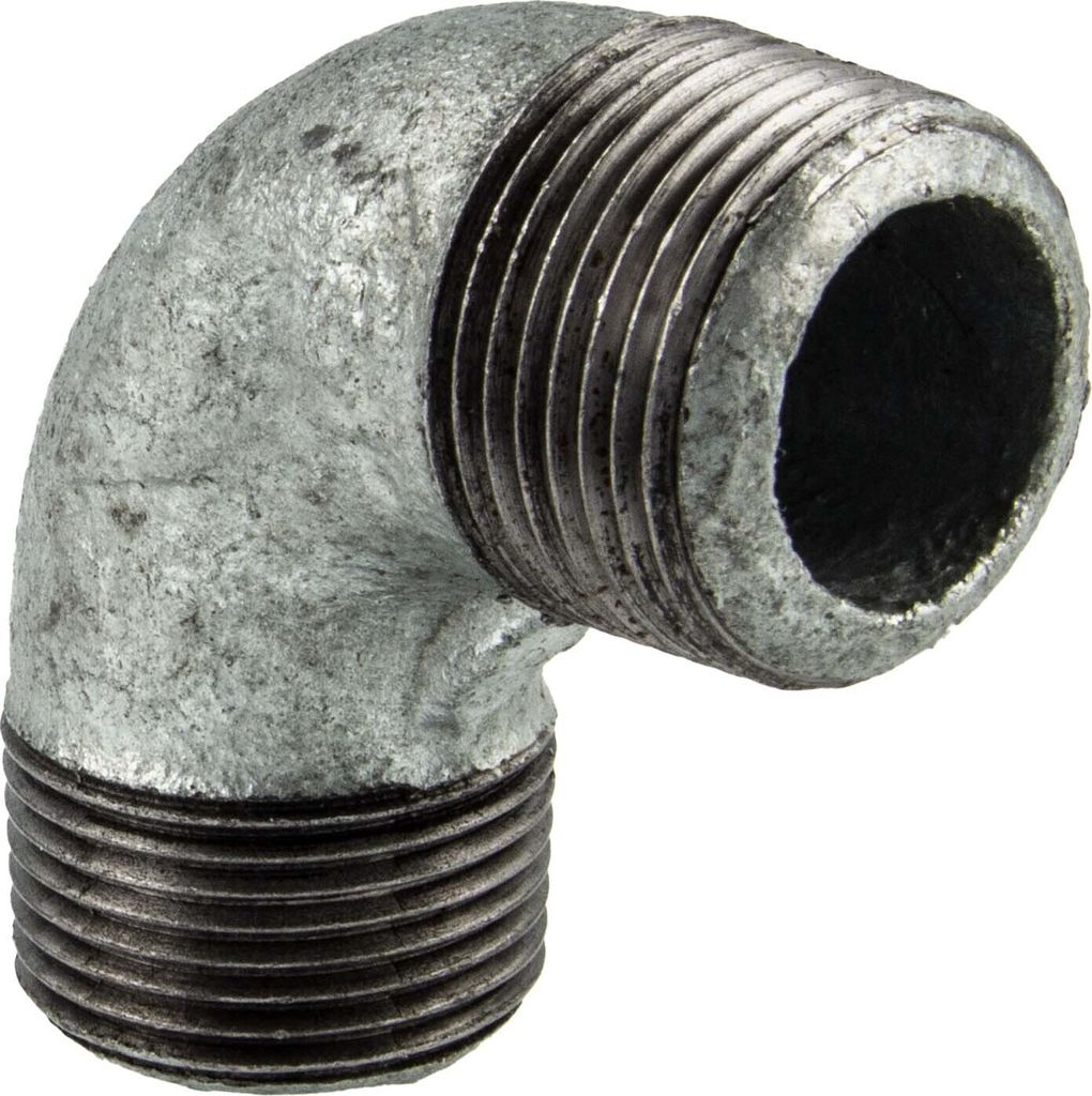 Temperguss-Gewindefitting verzinkt Winkel 90°, AG x AG 2 Zoll, Typ 94, DVGW