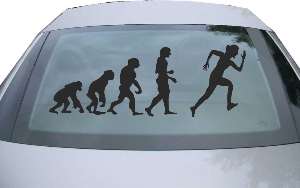 Indigos UG - Aufkleber Heckscheibe & Motorklappe DE7079 - schwarz - 600x221 mm - Evolution Läufer Sprint - Auto Scheiben Fenster Heckklappe Tuning...