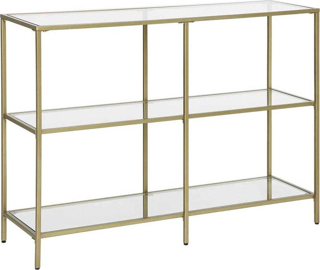 Moderne Konsole Tisch, 3-Tier gehärtetem Glas Sofa Tisch mit Metallrahmen für Flur Wohnzimmer Schlafzimmer, Gold Farbe