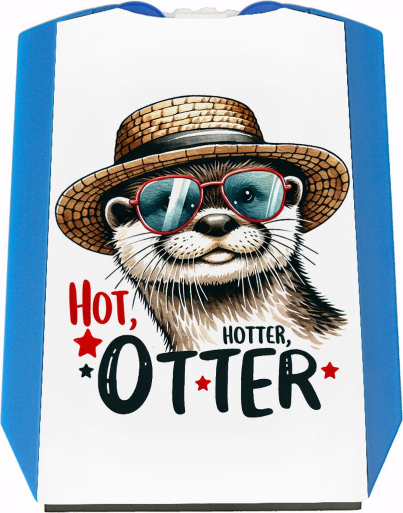 Otter mit Sonnenbrille und Strohhut Parkscheibe mit Spruch Hot Hotter Otter