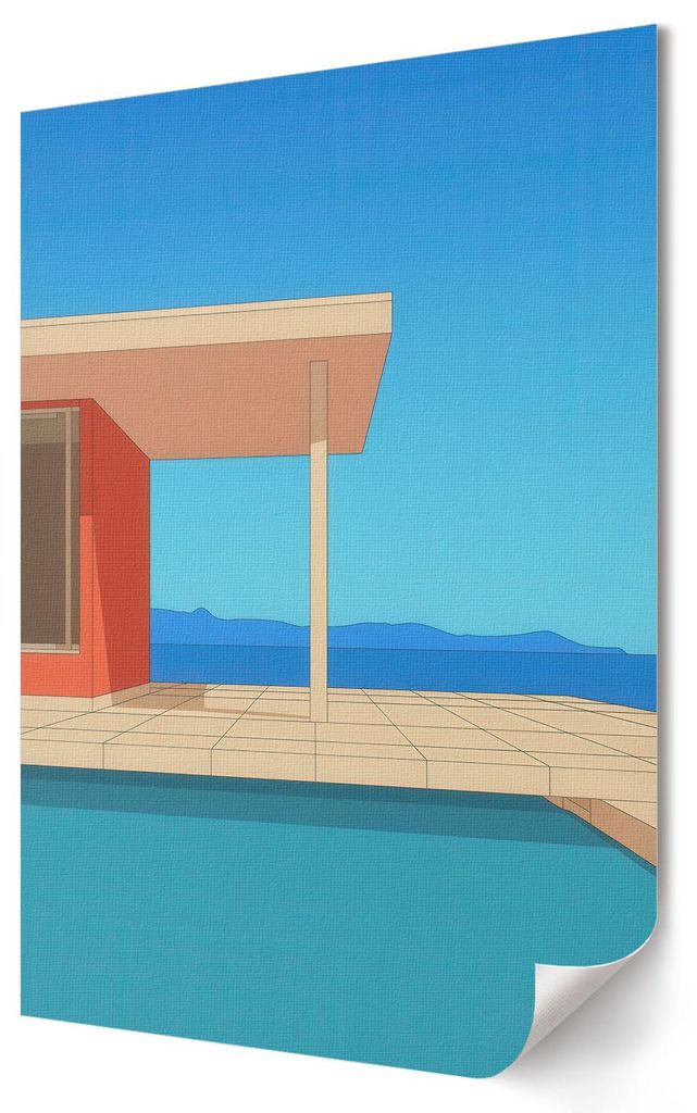 Sommerarchitektur- Kunstdruck A3 (29x42 cm) - Minimalistisch, Modern- Wandbild für Wohnzimmer Schlafzimmer & Flur, Modernes Poster Wanddeko, Unger...