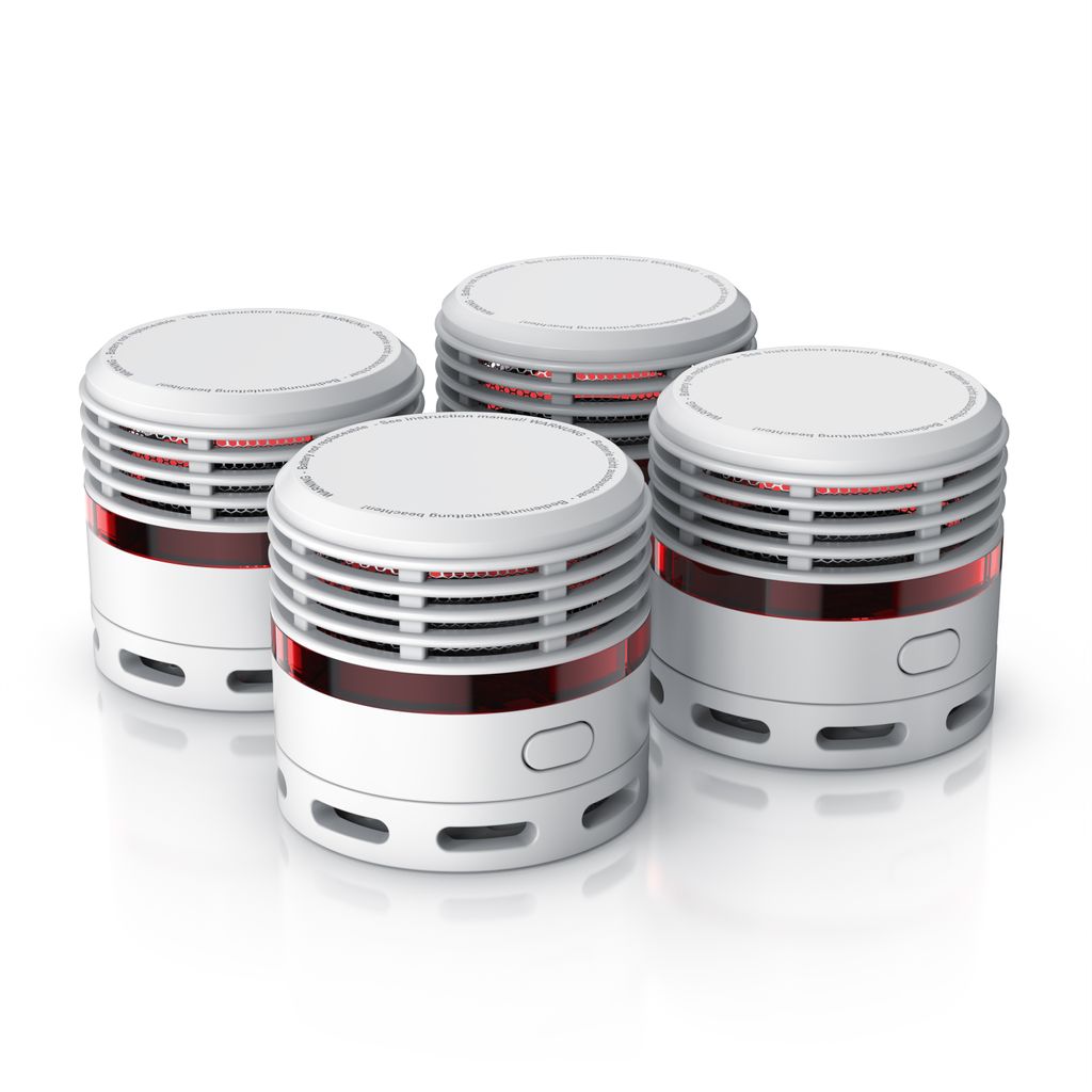 Brandson 4x Rauchmelder, 10-Jahres Batterie, Lautstärke 85 db, LED, Prüftaste,