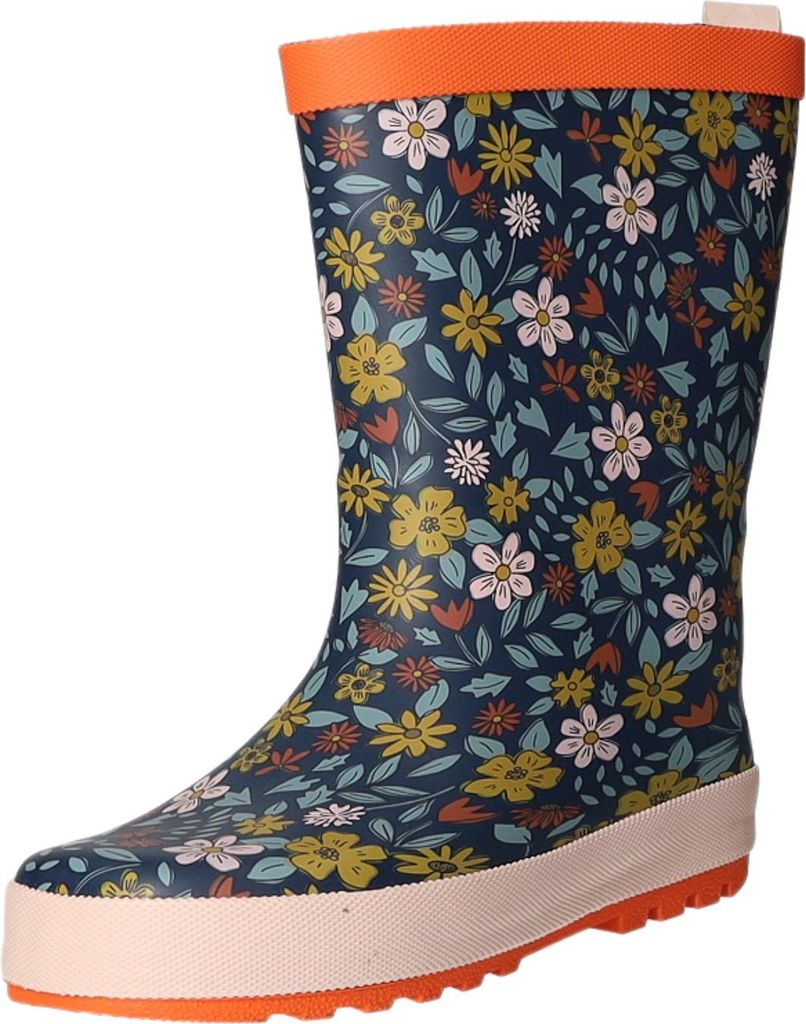 Sneakers Kinder-Gummistiefel Blumen-Muster Blau-Orange-Mehrfarbig, Farbe:blau, EU Größe:26
