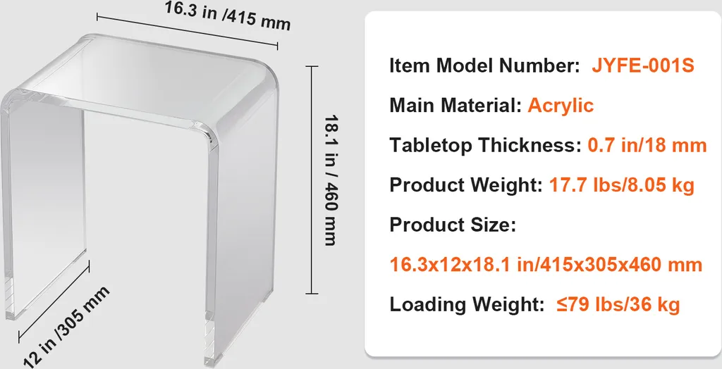 Table d'Appoint Forme C Acrylique Robuste et Stable pour Ordinateur - 7