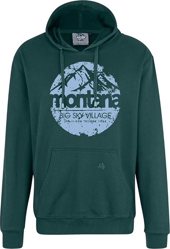 Übergrößen Hoddie AHORN SPORTSWEAR Sky Village Eisblau Bottle Green 4XL
