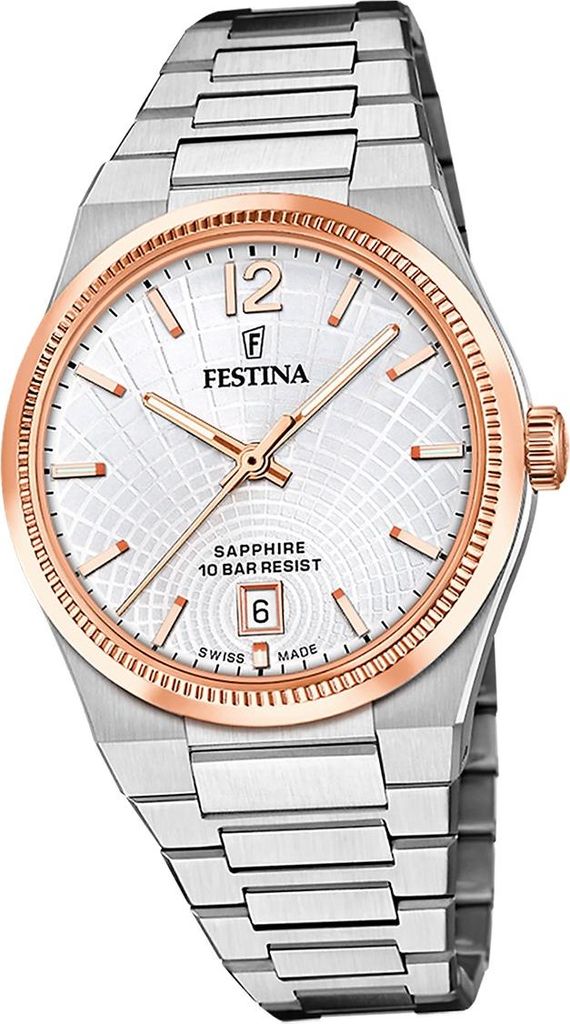 Festina Damenuhr Swiss Made Armbanduhr Edelstahl silber D2UF20066/2