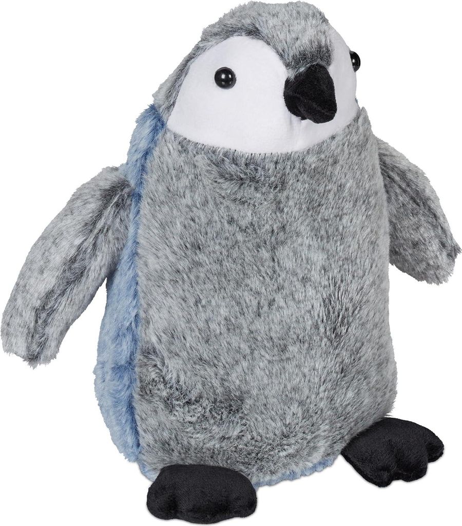 Türstopper Pinguin - Stoff - mit Sand - 25 x 24 x 17 cm - Kuscheltier - Grau-Blau