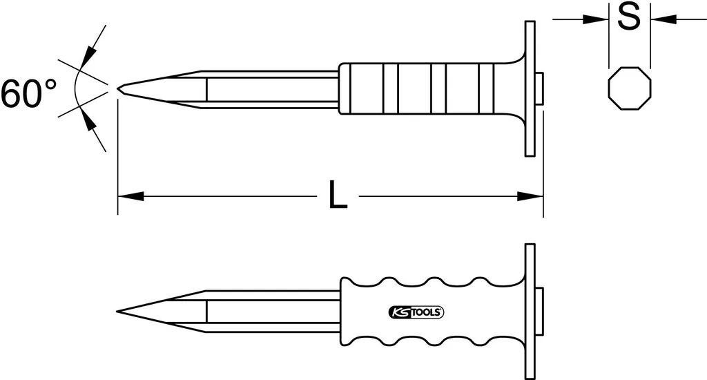Ciseau de maçon KS Tools 162.0249 plat avec protection de main robuste - 2