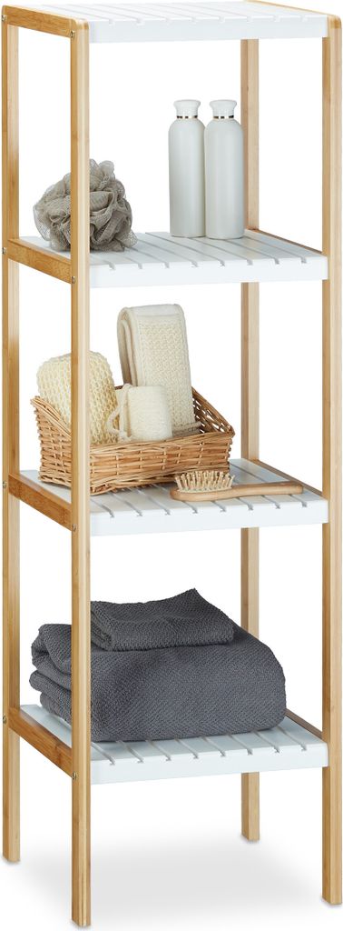 Relaxdays Regal mit 4 Fächern, HxBxT: 110x33x34cm, Badregal Produktbild 