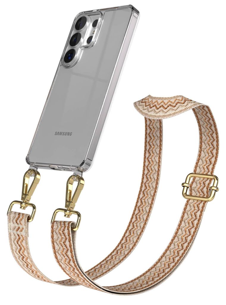 EAZY CASE Handykette - Verstellbarer Trageriemen kompatibel mit Samsung Galaxy S26 Ultra, Handykordel mit transparenter Silikon-Hülle, Karabiner G...