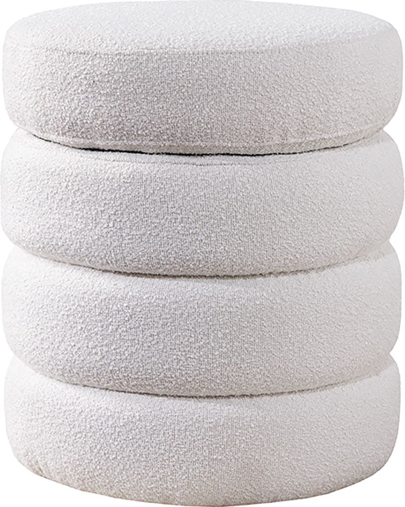 riess-ambiente Runder Hocker VOGUE 50cm creme weiß Bouclé Produktbild 11
