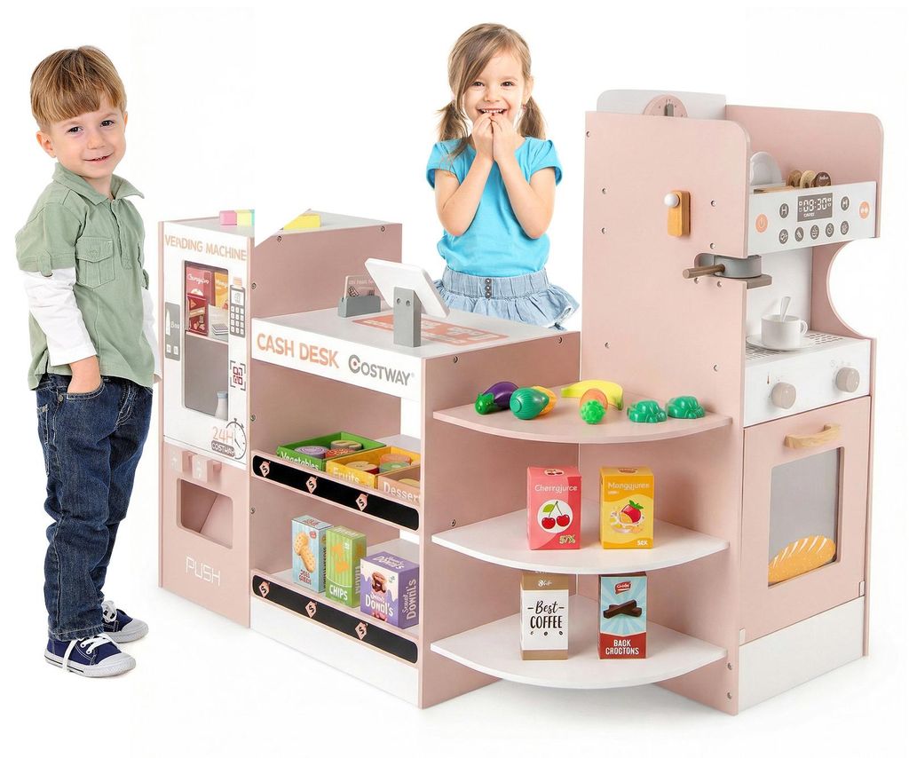 COSTWAY Kaufladen Kinder, Kaufmannsladen Holz, Supermarkt Produktbild 