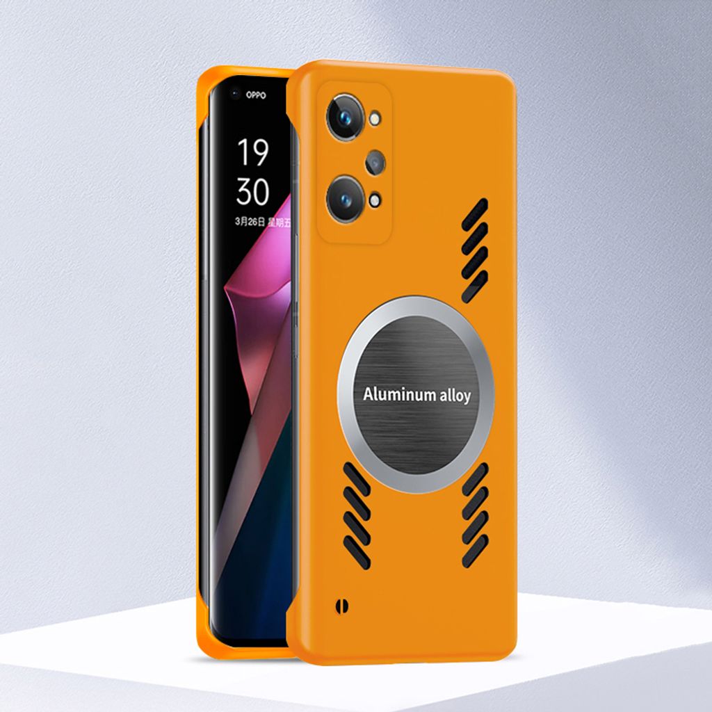 Realme GT2 Hülle, Frameless PC Matt Kühlabdeckung Loch Wärmeableitung Schutzhülle für Realme GT2 Orange