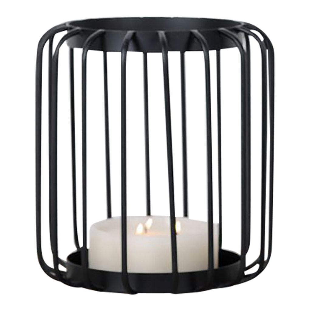 Rasteli Kerzenständer-Windlicht Tige noir Metall Schwarz D 28 cm H 30 cm