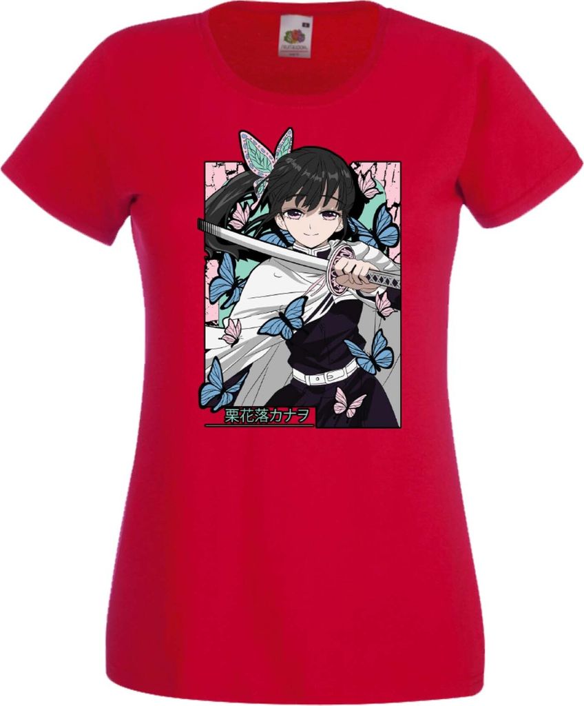 Damen T-Shirt Anime Manga Demon Anime Slayer Kanao Tsuyuri 01 Kanao, Lady S / Rot
