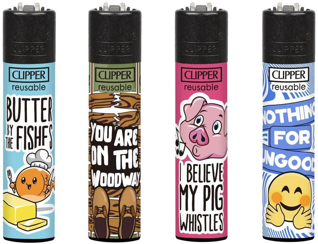 Clipper Feuerzeuge 4er Set Denglish 9