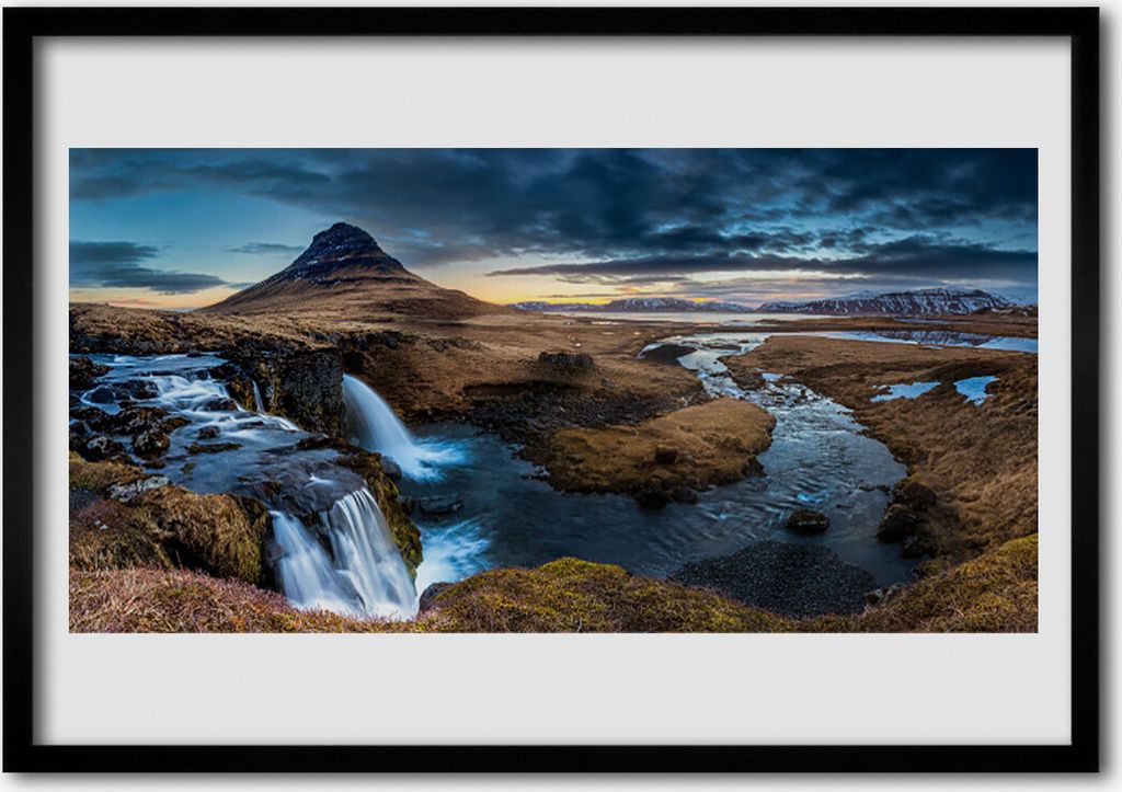 Bild 100x70 MDF-Rahmen Wandkunst Wasserfall Fluss-Landschaft