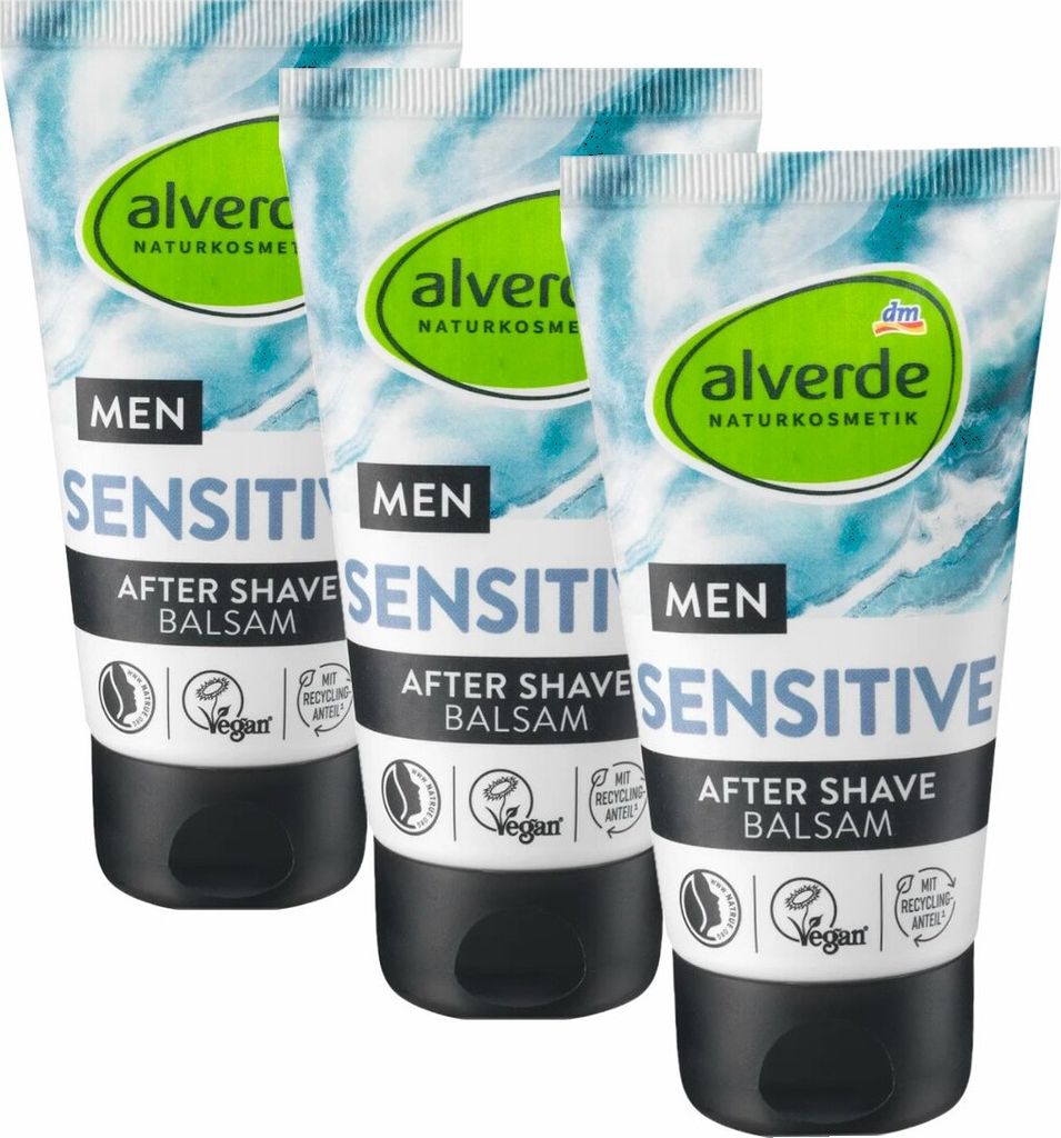 3 x alverde Naturkosmetik - After Shave Balsam Sensitiv (3 x 75 ml)