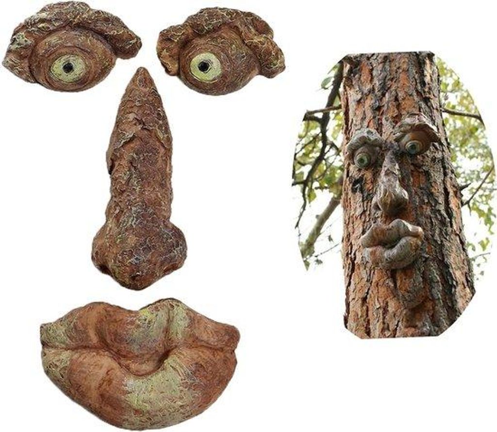 Gartenzwerg Dekoration mit Baumgesicht