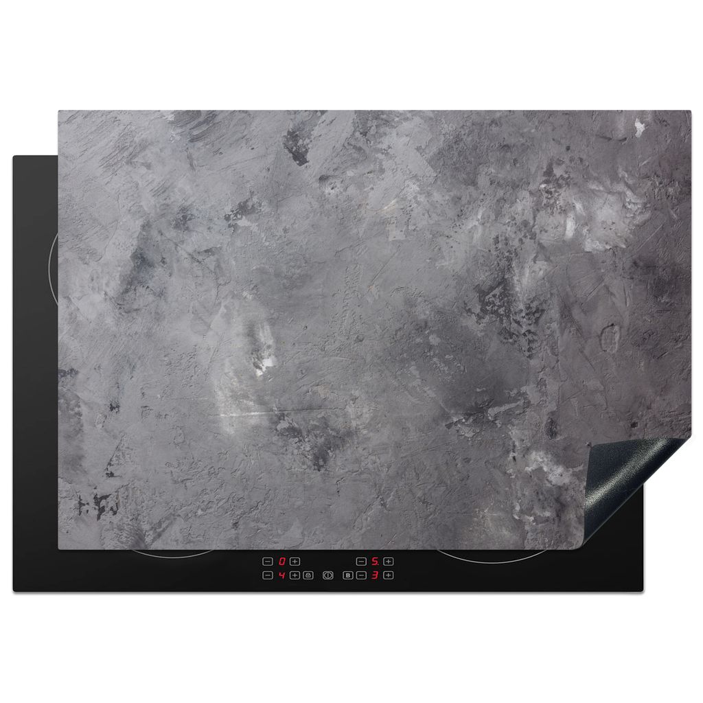 KitchenYeah Herdabdeckplatte Beton - Grau - Retro , 75x52cm, Küche Deko, Glaskeramikkochfeld Herdabdeckung, Abdeckplatte fùr Kochfeld