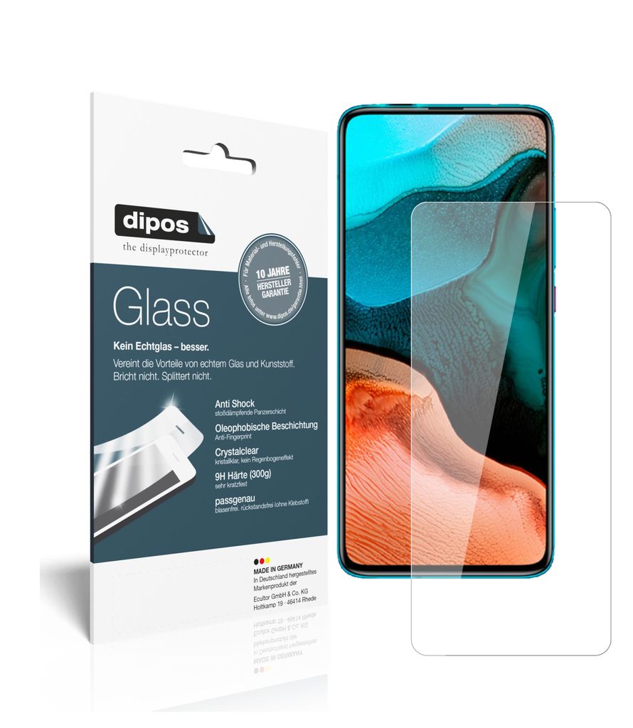 2x Schutzfolie für Xiaomi Redmi K30 Ultra - Anti-Shock 9H Folie dipos Glass Kunststoffglas