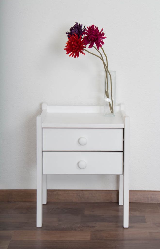 Nachtkästchen Weiß 52x40x33 (HxBxT) Kiefer massiv