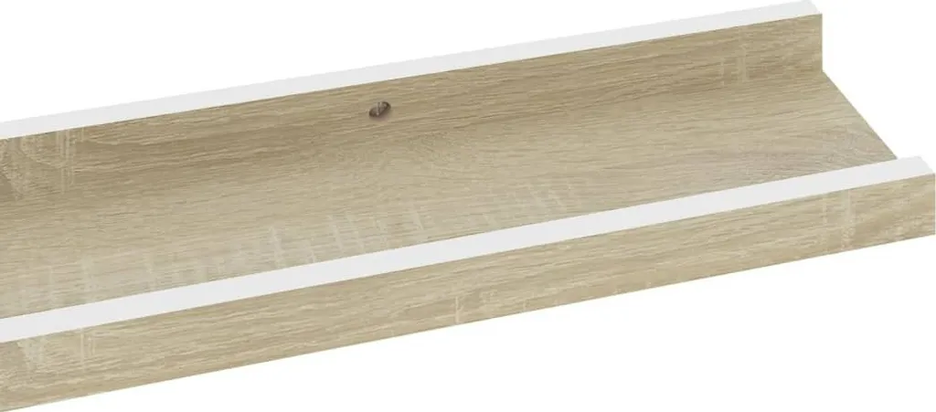 Set 4 Mensole Slim 80cm Rovere Sonoma e Bianco - Living Moderno - 7