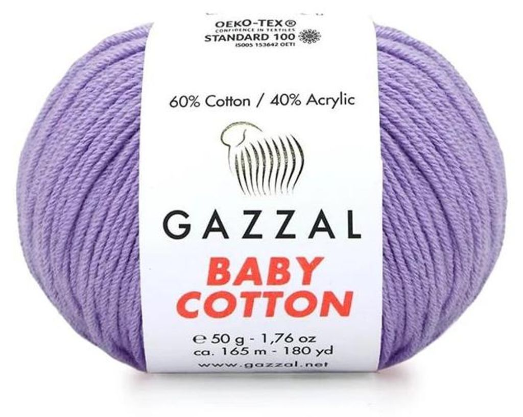 Wolle Gazzal Baby Baumwolle 3420 - Veilchen - Stricken & Produktbild 