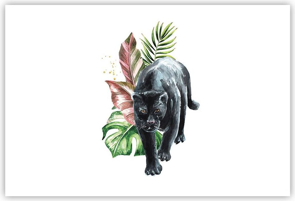 Poster - Poster ohne Rahmen - Schwarz Panther Blätter - 91,5x61 cm - Wand Bild - Wanddeko - Wandbilder - Kunstposter - Wandposter - Bilder - Kunst...