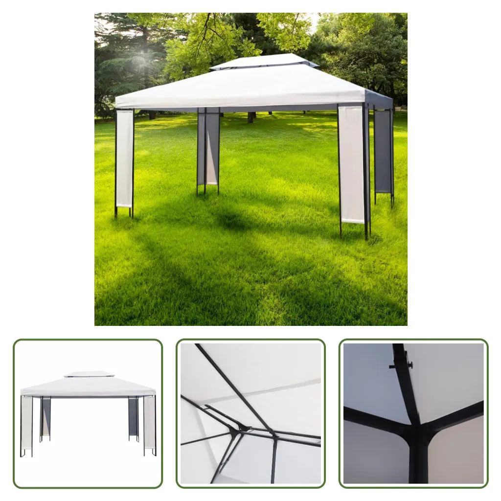 Pavillon de jardin 3x4 m résistant aux UV - Tente blanche multi-usage